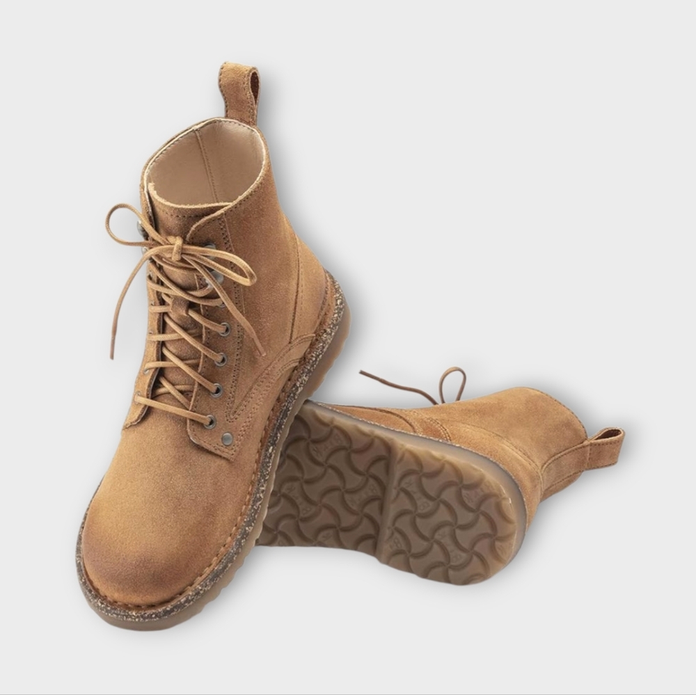 Birkenstock Bryson Tan Suede Lace Up Combat Boots